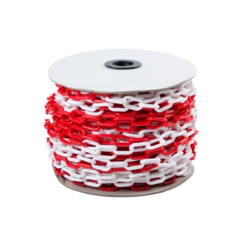 Red/White Plastic Chain 8mm 50m - Rubber Online