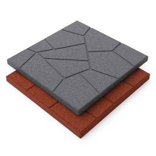 grey and red rubber outdoor tile