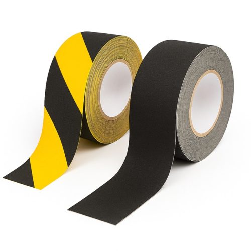 anti slip tape on roll 10cm width black and black& yellow on white background
