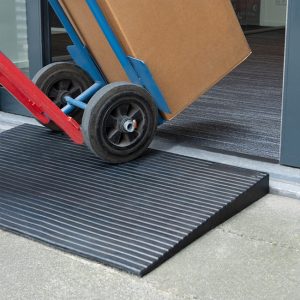 Rubber threshold ramp used for trolley access over a doorway