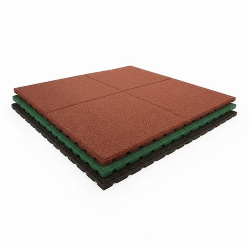 rubber playground tile 1x1m red green and black