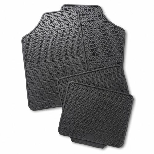 Black rubber car mats 4 piece set with anti-slip surface for vehicle floor protection