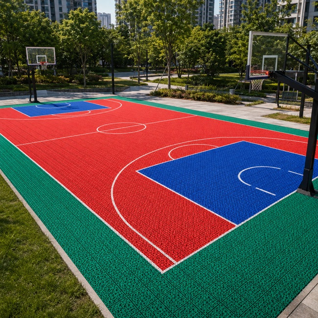 sports court from click tiles in blue red en green
