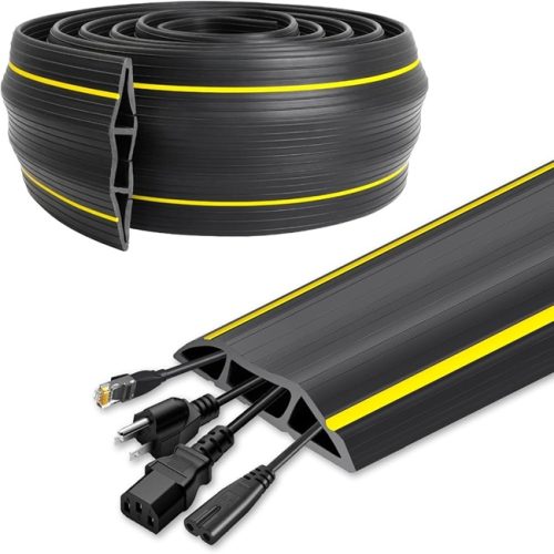 Flexible PVC cable cover in a 9 metre roll for protecting cables across indoor floors